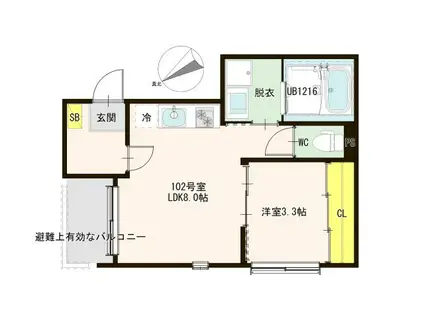 LIVELLE KITASENDAI(1LDK/1階)の間取り写真