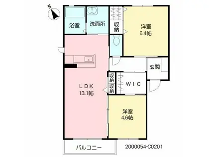 M.J.SKY C棟(2LDK/2階)の間取り写真