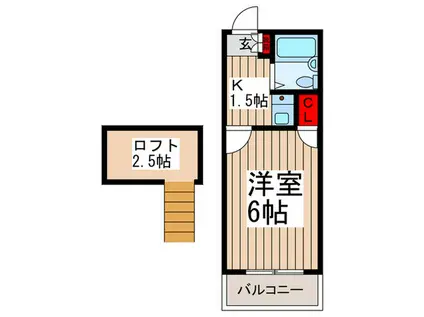 フェリオ川口(1K/2階)の間取り写真