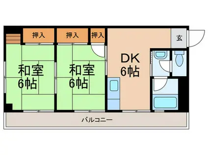 橋本第一マンション(2DK/3階)の間取り写真