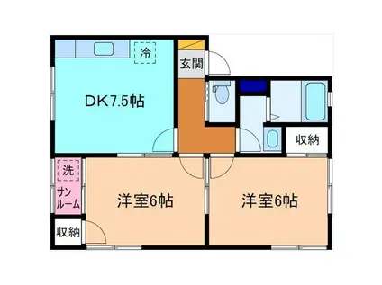 ドゥメゾンA(2DK/2階)の間取り写真