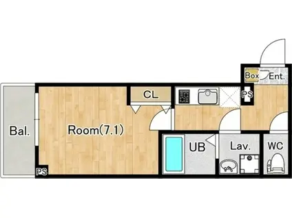 ジーメゾン所沢若狭エスポワール(1K/1階)の間取り写真