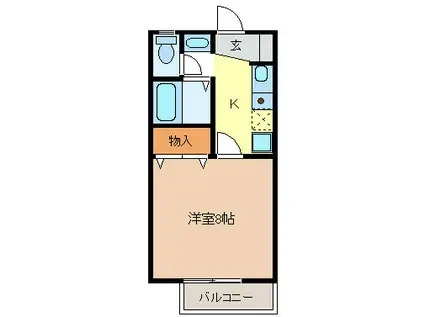 ベルスビック新井(1K/1階)の間取り写真