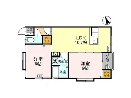 ペティーコートみつばII(2LDK/2階)の間取り写真