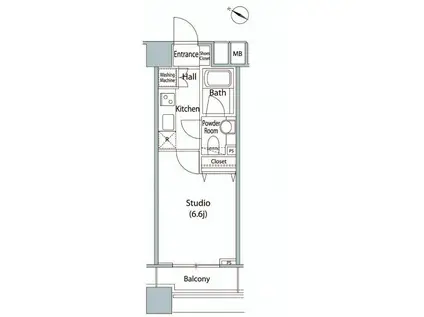 ファーストリアルタワー新宿(1K/19階)の間取り写真
