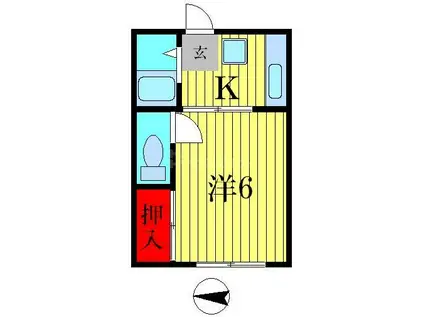 第12アサヒハイツ(1K/1階)の間取り写真