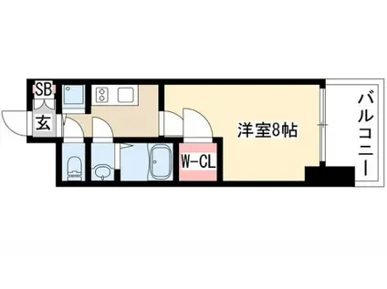 プレサンスジェネ千種内山II(1K/6階)の間取り写真