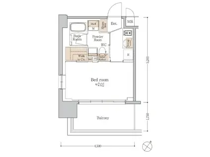 ジオエント梅田北リバーフロント(1K/2階)の間取り写真