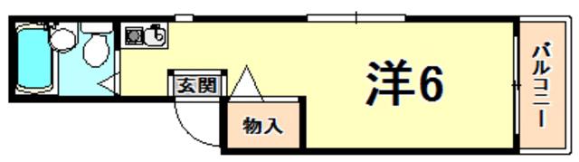 ブルックハイム甲子園(ワンルーム/3階)の間取り写真
