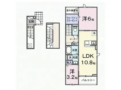 レルージュ(2LDK/3階)の間取り写真
