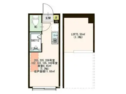 ハーモニーテラス上板橋(ワンルーム/2階)の間取り写真