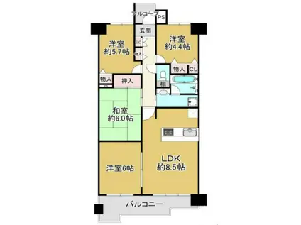 ネオハイツ姫路アメティ(4LDK/11階)の間取り写真