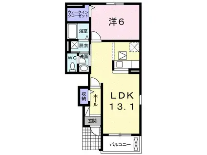 レオンIIA 犬伏新町(1LDK/1階)の間取り写真