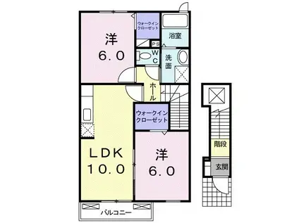 ピースフル・コート(2LDK/2階)の間取り写真