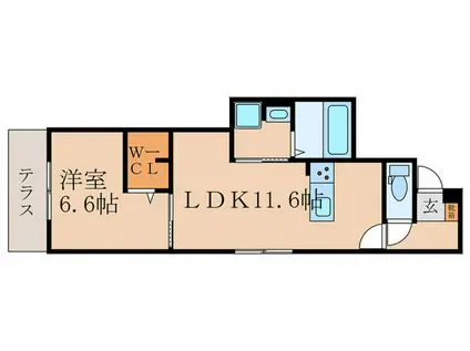 REGALO伏見(1LDK/1階)の間取り写真