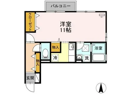 フェイバリットフラットB (ワンルーム/1階)の間取り写真