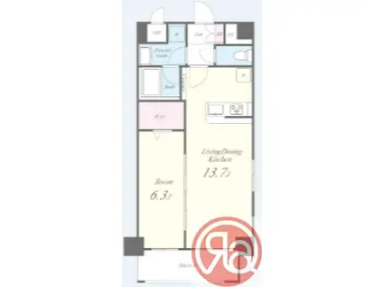 プラシード新町(1LDK/2階)の間取り写真