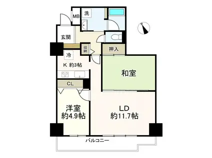 ハイエスト荻窪(2LDK/13階)の間取り写真