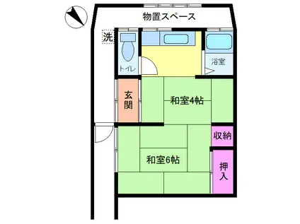安井荘(2K/1階)の間取り写真