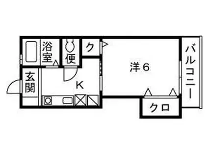 ハイブリッジ湘南II(1K/2階)の間取り写真