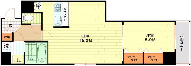 MIRAGEPALACE LOTUS LIFE(1K/6階)の間取り写真