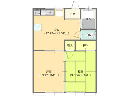 石山コーポ(2DK/1階)の間取り写真