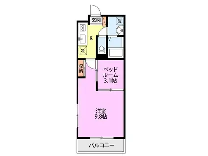 PROGRESSIVE II(1SK/2階)の間取り写真