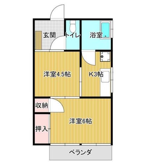 リバティ清水(2K/1階)の間取り写真