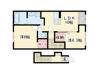 ヴィラ廣野(2LDK/2階)の間取り写真