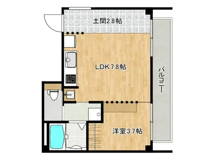 バール千田町ビル(1LDK/2階)の間取り写真