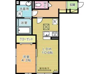 ザ・レジデンスBONJONO ウエストザ・レジデンスボンジョーノ ウ(1LDK/1階)の間取り写真