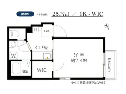 クレッセント(1K/1階)の間取り写真