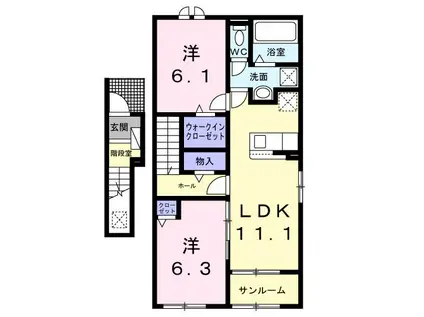 パークサイド(2LDK/2階)の間取り写真
