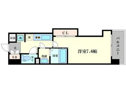 ラグゼ難波西III(1K/11階)の間取り写真