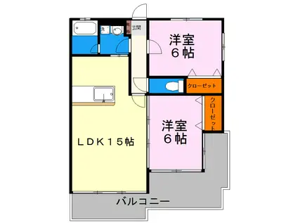 Zサイド月出(2LDK/4階)の間取り写真