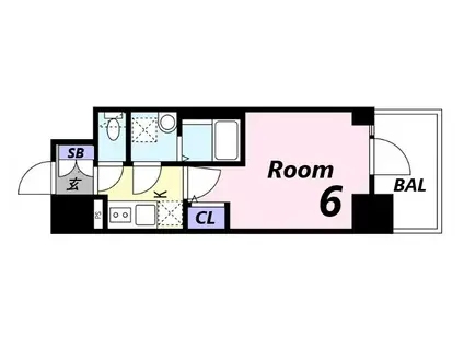 エスリード神戸兵庫駅ミッドポート(1K/13階)の間取り写真