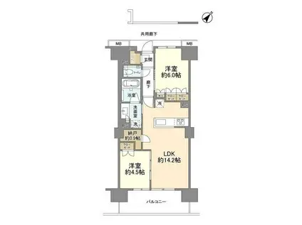 プラウドシティ方南町(2LDK/9階)の間取り写真