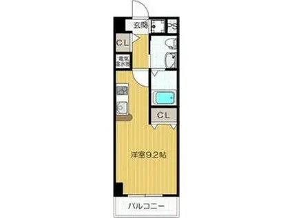 セレブコート木川(ワンルーム/4階)の間取り写真