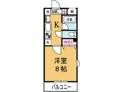 グレース春日Ⅱ(1K/2階)の間取り写真