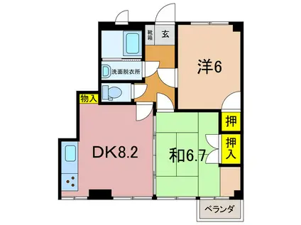 北海マンション(2DK/2階)の間取り写真