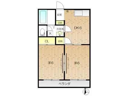 ファミーユ藤の木(2DK/2階)の間取り写真