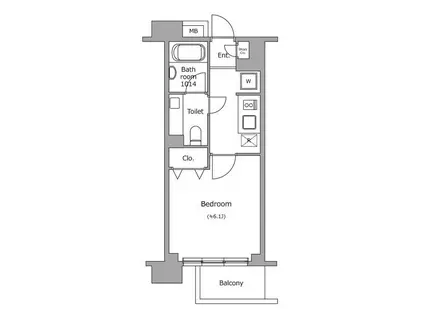 レジディア新宿イーストII(1K/2階)の間取り写真