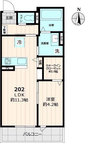 THE OASIS(1LDK/2階)の間取り写真