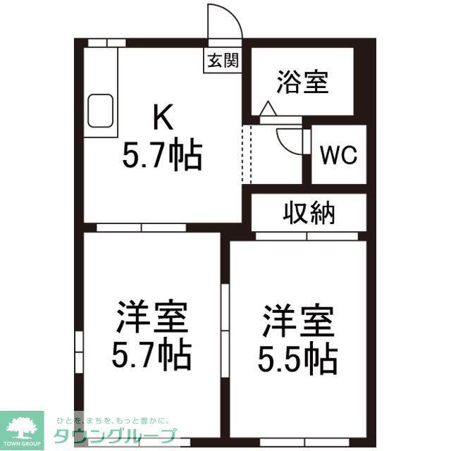 ハイツ 友成 C(2K/1階)の間取り写真