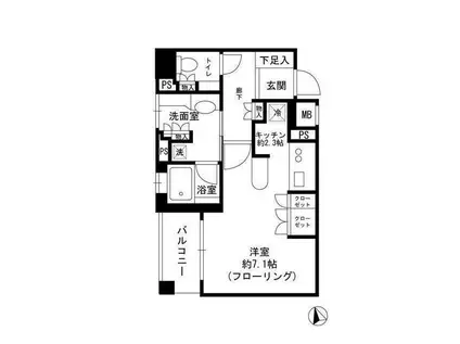ファミール新宿グランスイートタワー(ワンルーム/2階)の間取り写真