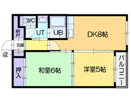 大谷地殿山ハイツ(2DK/5階)の間取り写真