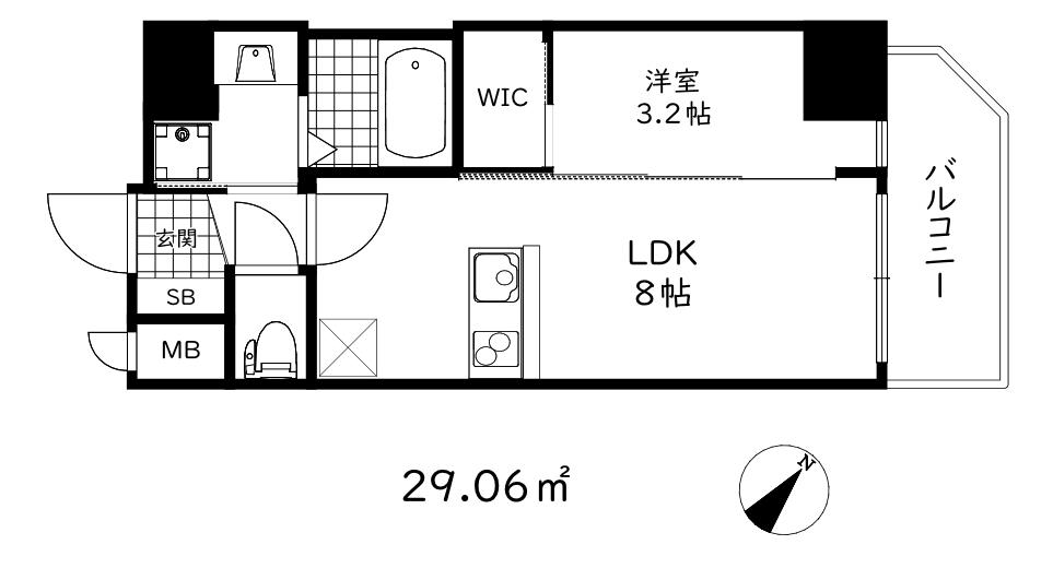 スワンズシティ神戸湊川2(1LDK/15階)の間取り写真