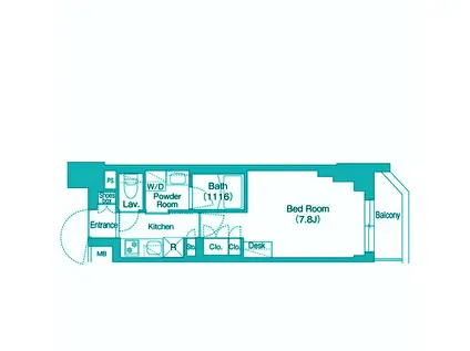 コンフォリア・リヴ大崎(1K/2階)の間取り写真