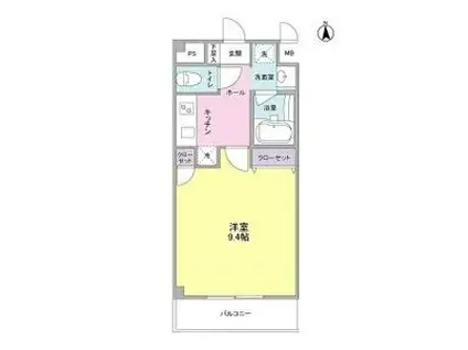 アメニティヒルズII(1K/1階)の間取り写真