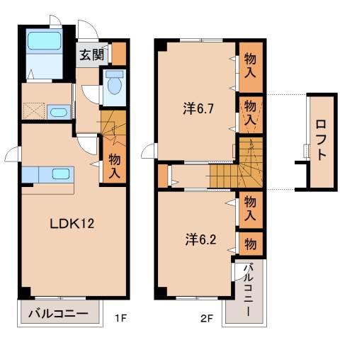 サンワードI(2LDK/1階)の間取り写真